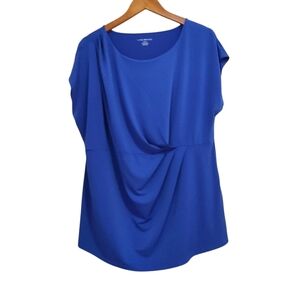 Lane Bryant Blue Ruched Gathered Front Blouse